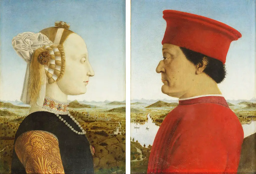 The Duke and Duchess of Urbino in Detail Piero della Francesca